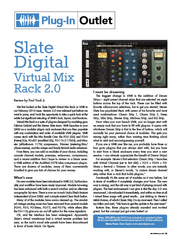 Slate Digital Virtual Mix Rack 2.0 – Recording Magazine