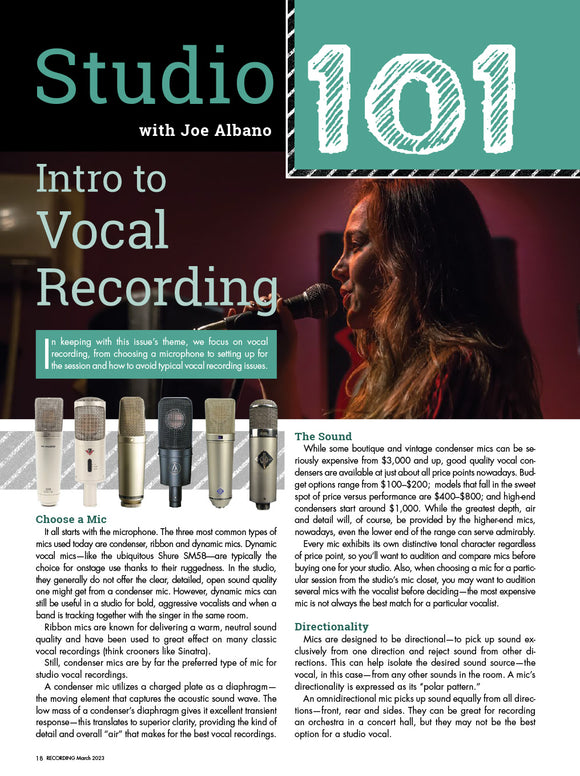 Studio 101 – Intro to Vocal Recording