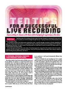 Ten Tips For A Successful Live Recording