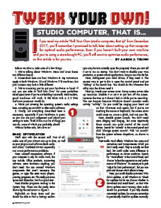 Tweak Your Own! (Studio Computer, That Is...) - Audio Performance Optimization